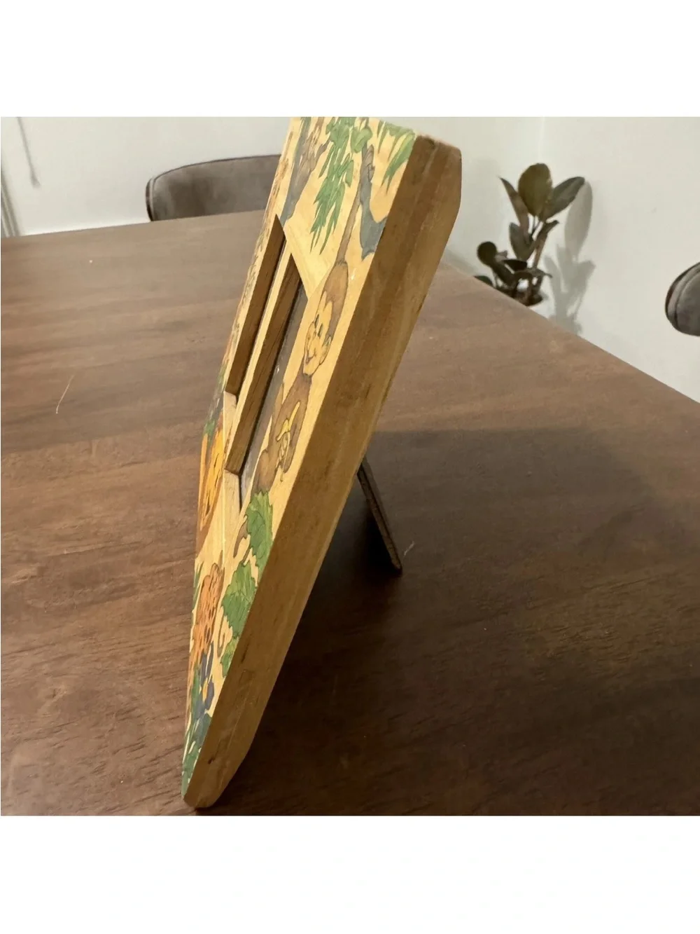 Vintage Fetco Jungle Animals Wooden  Picture Frame Easel  Back Or  Hang